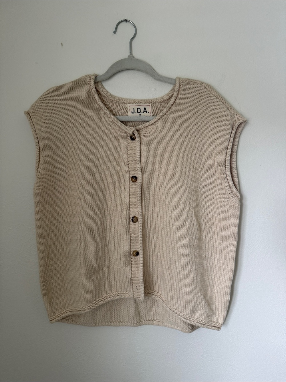 J.O.A. Neutral Beige Button-Front Knit Vest